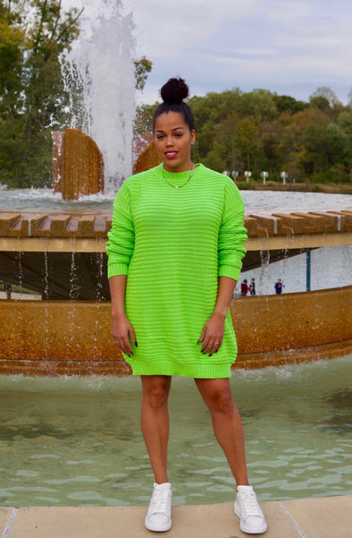 Twisted Lime Sweater Dress Wanderful Twisted Lime Sweater Dress Wanderful