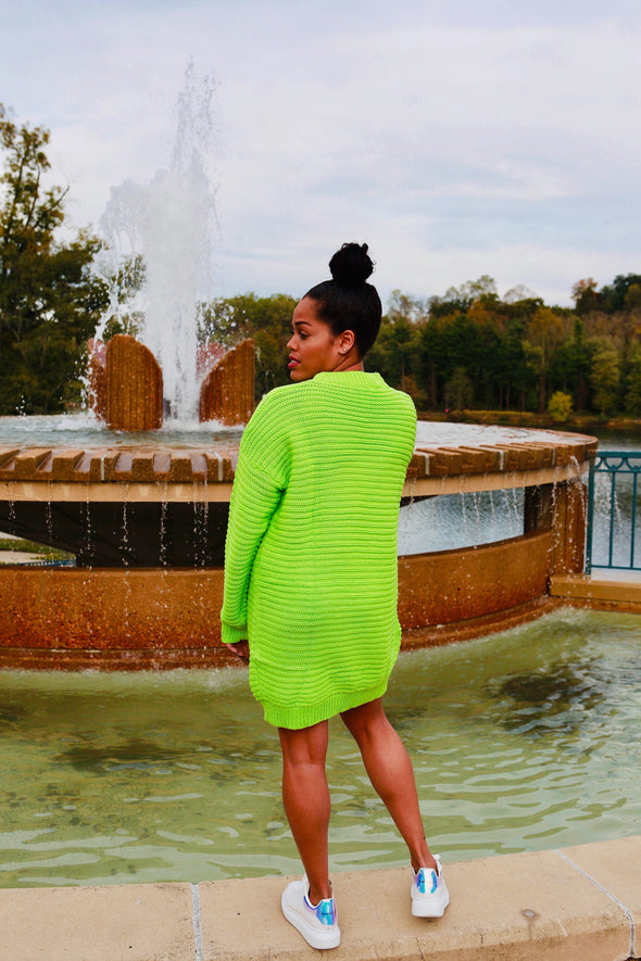 Twisted Lime Sweater Dress