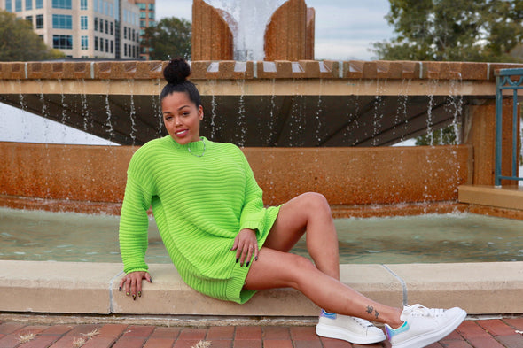 Twisted Lime Sweater Dress